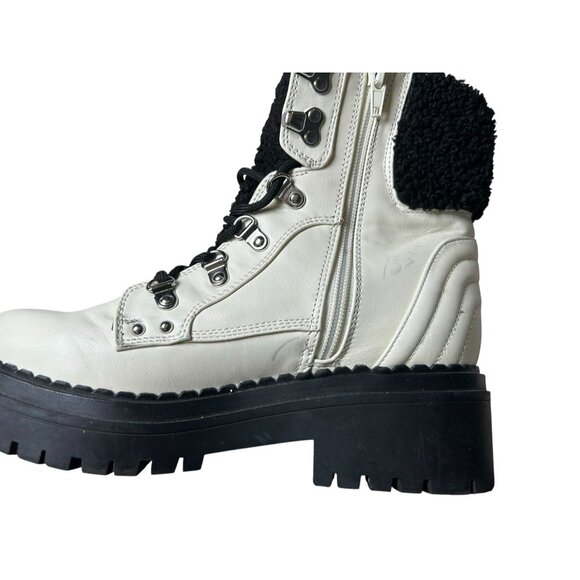CBG Los Angeles Walken Bootie Combat Boots White Womens Sz 7.5 Side Zip Lined - Picture 6 of 16